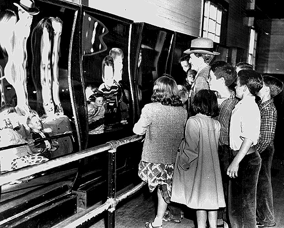 Funhouse Mirrors at Playland - Photo: San Francisco History Center, SF Public Library.